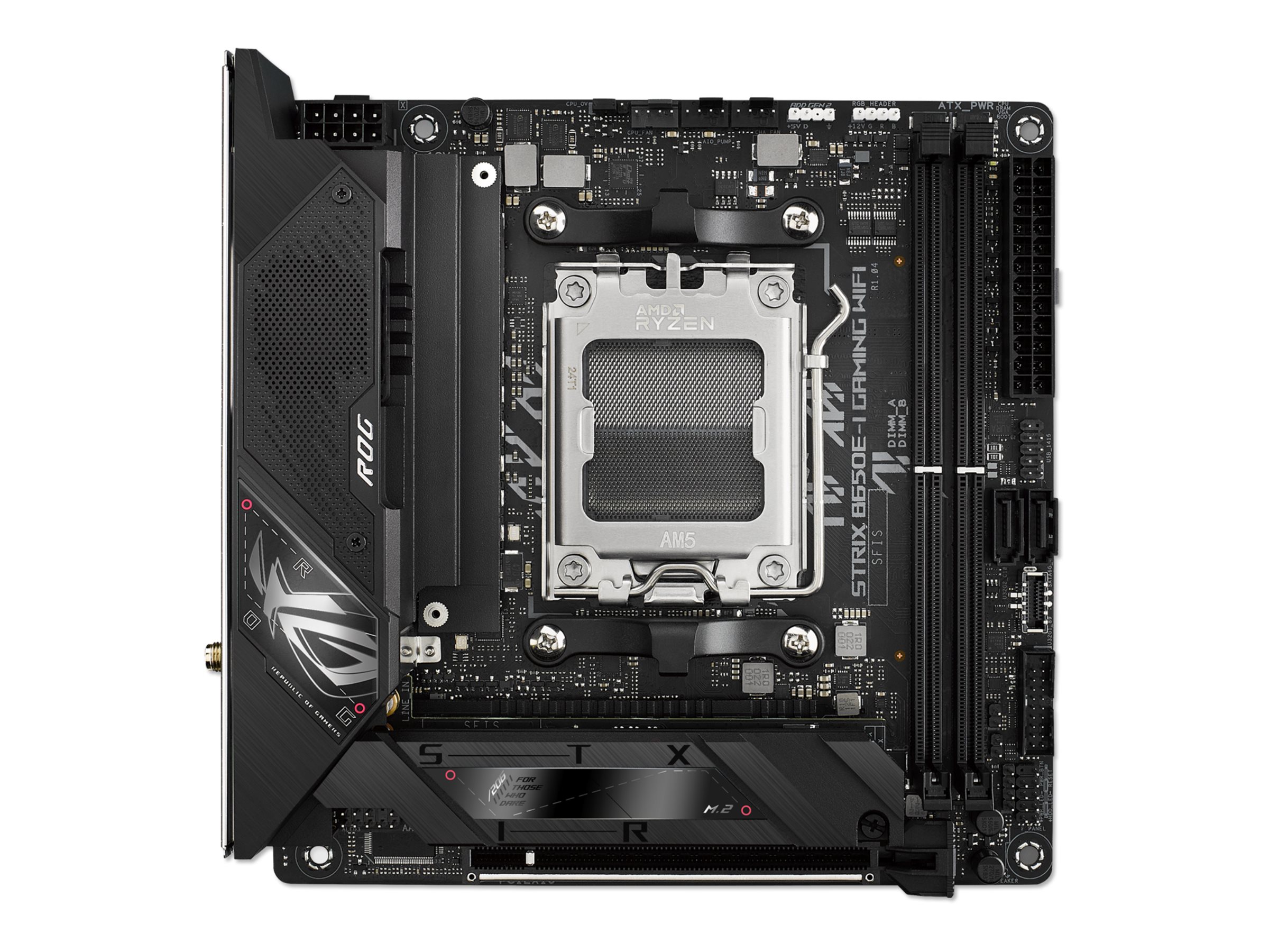 ASUS ROG Strix B650E-I Gaming WiFi - Motherboard - Mini-ITX - Socket AM5 - AMD B650 Chipsatz - USB-C 3.2 Gen 2x2 USB-C 3.2 Gen2 USB 3.2 Gen 2 USB 3.2 Gen 1 - 2.5 Gigabit LAN Wi-Fi 6E - Onboard-Grafik (CPU erforderlich)