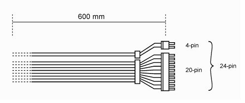 Be Quiet! CB-6620 - Stromkabel - 24-poliges ATX (20+4), Ansicht 2