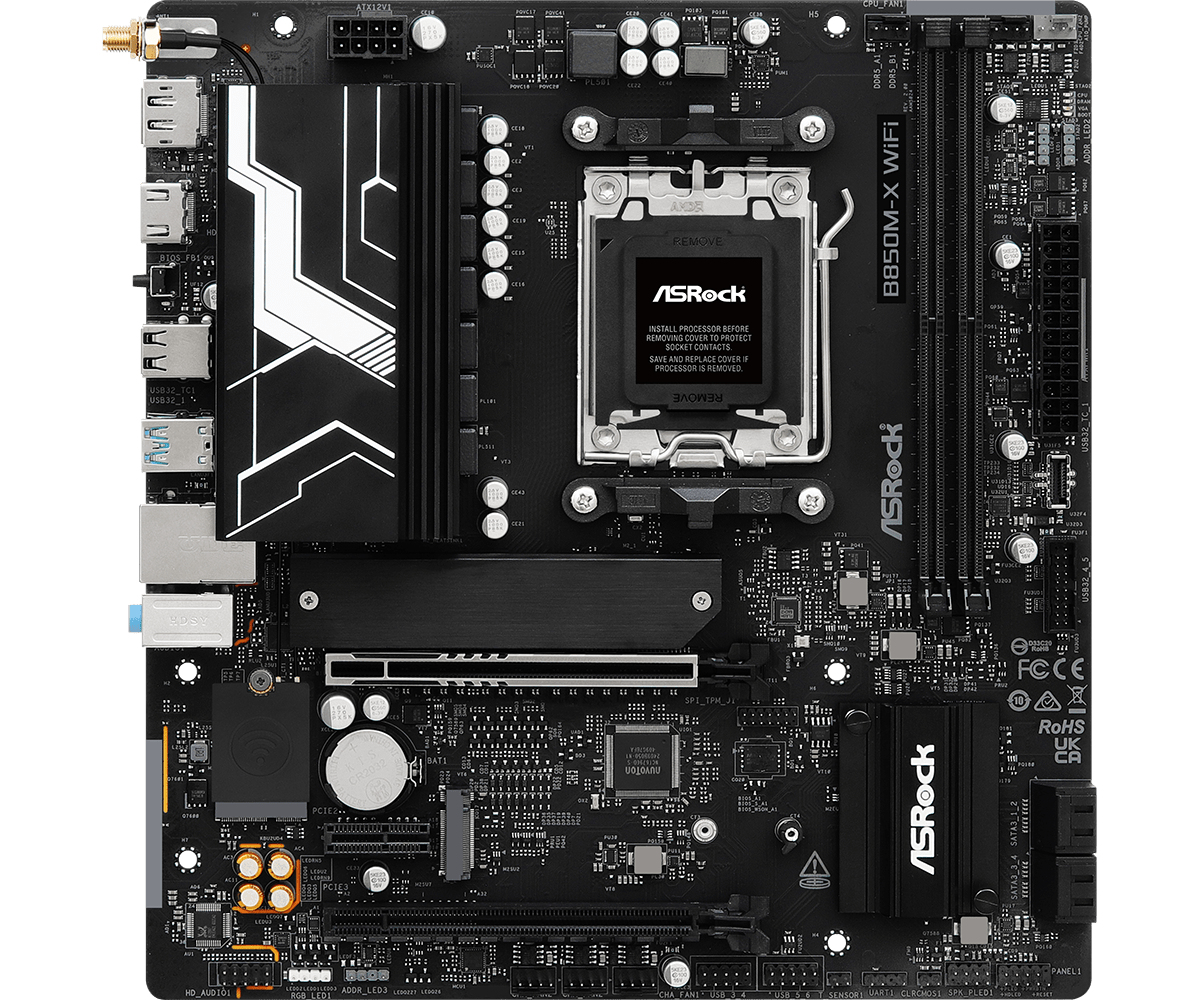 ASRock B850M-X WIFI R2.0 - Motherboard - micro ATX - Socket AM5 - AMD B850 Chipsatz - 2.5 Gigabit LAN, Wi-Fi, Bluetooth, Ansicht 2