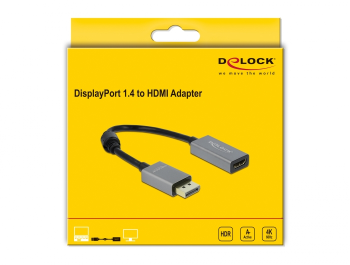 Delock 66436 - 0,2 m - DisplayPort - HDMI Typ A (Standard) - Männlich - Weiblich - 3840 x 2160 Pixel