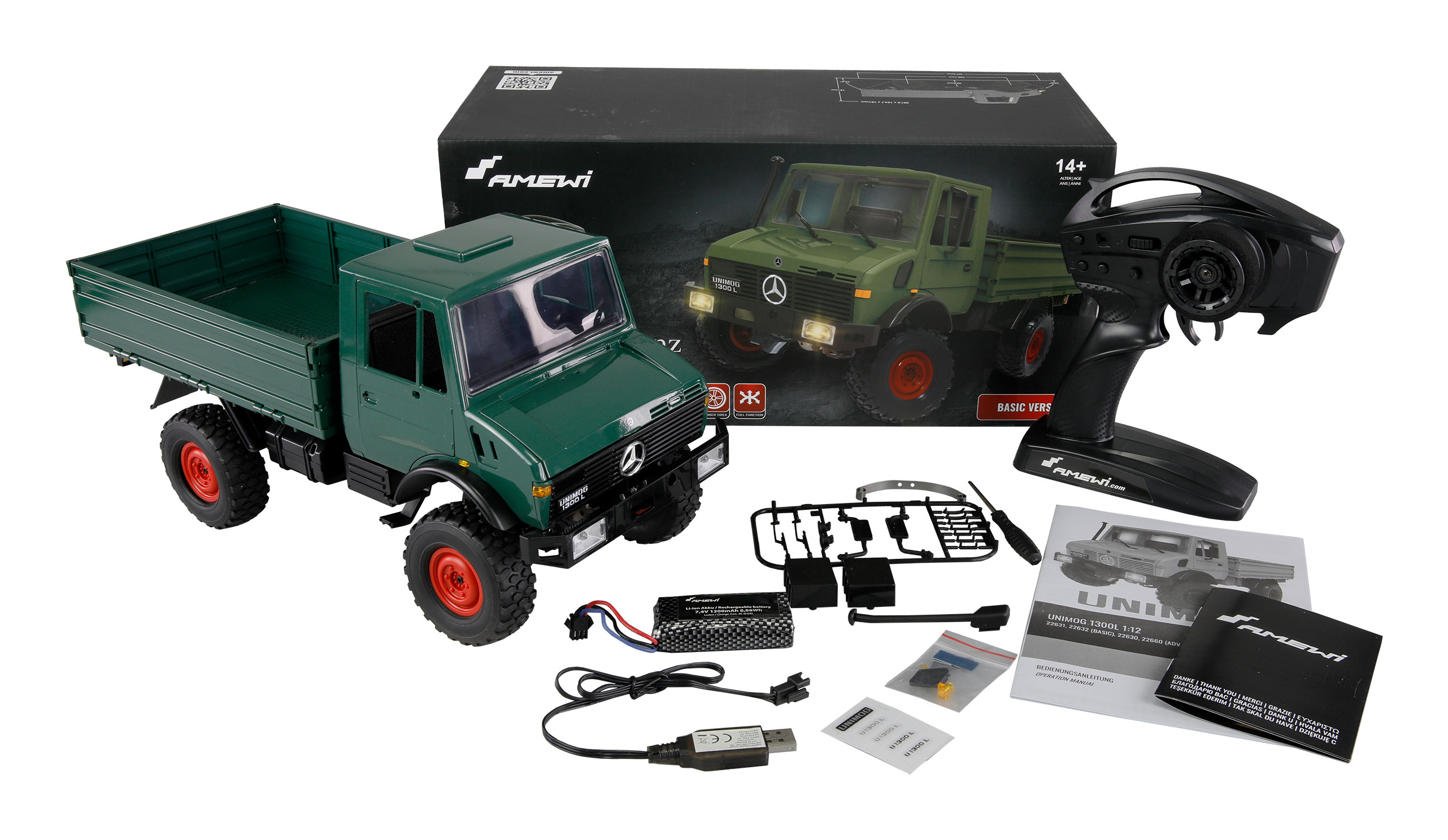 Amewi Mercedes-Benz Unimog Basic 4WD Gruen RTR 1 12, Ansicht 3
