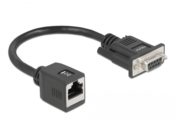 Delock Seriell RS-232/422/485 Adapter DB9 Buchse zu RJ45 Buchse, 0,2 m, DB9, RJ-45, Gerade, Gerade, Weiblich/Weiblich