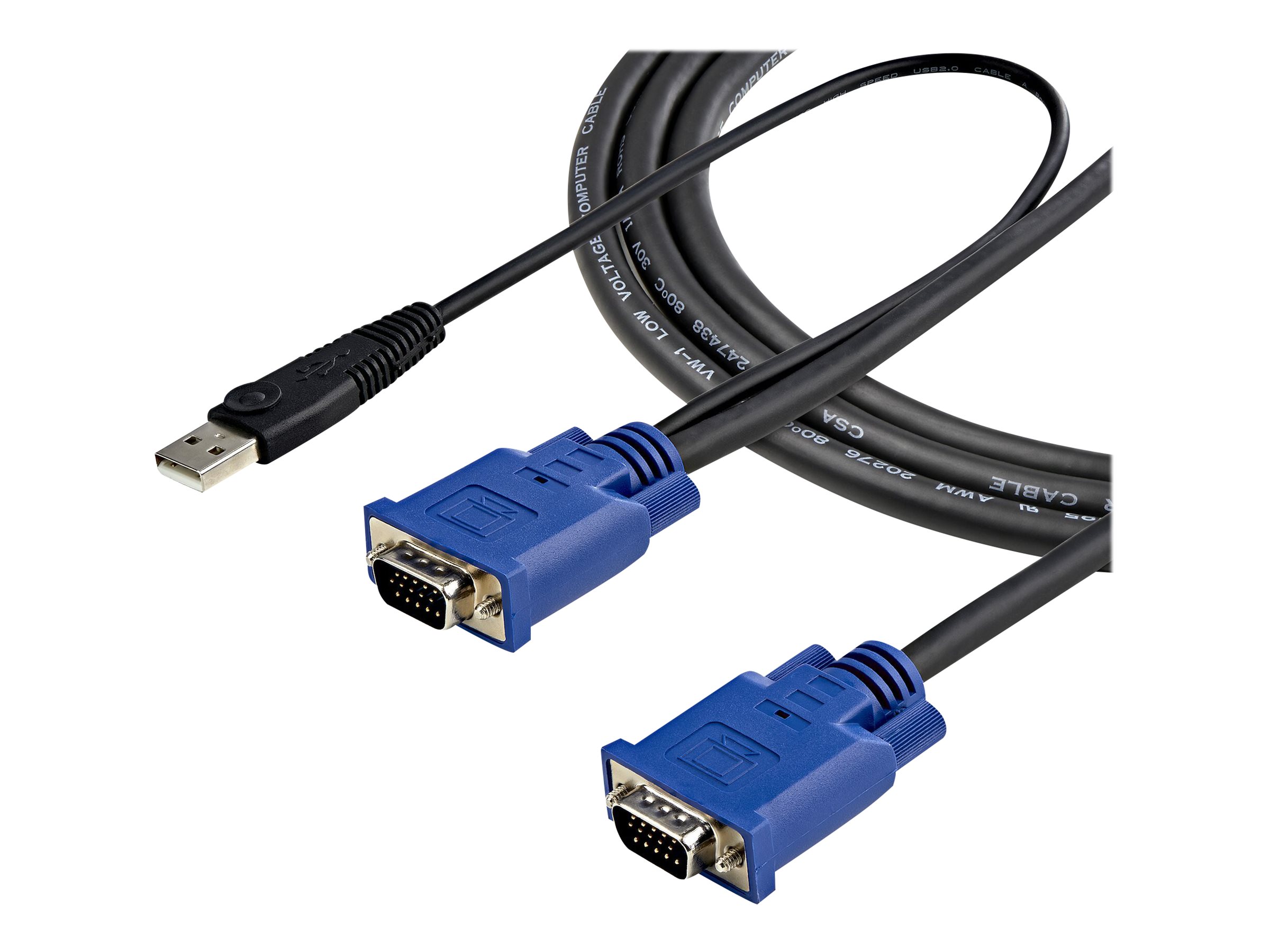 StarTech.com KVM Kabel USB VGA für KVm Switch 45m - Kabelsatz für KVM Umschalter 1x USB Stecker 2x VGA Stecker - Octopuskabel - Video-  USB-Kabel - USB HD-15 (VGA)