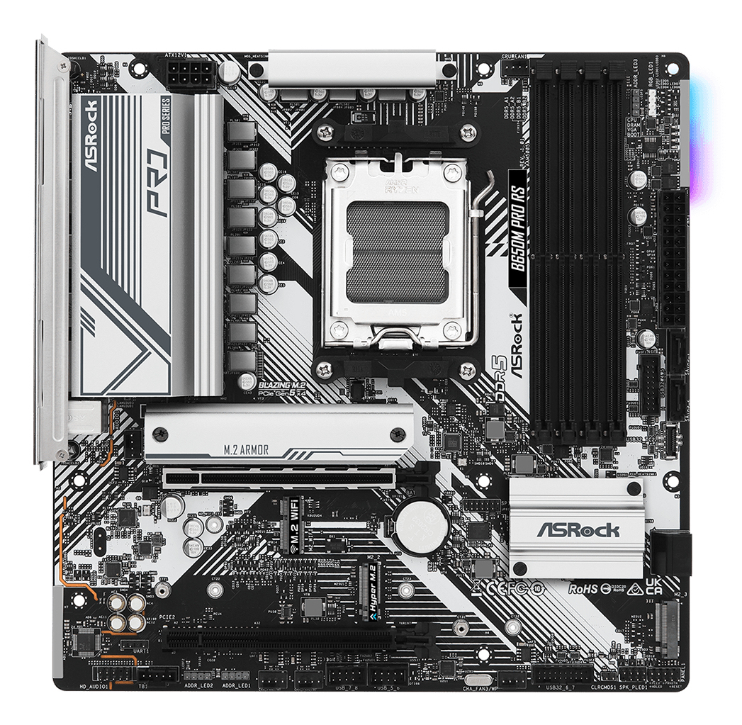 ASRock B650M PRO RS - Motherboard - micro ATX - Socket AM5 - AMD B650 Chipsatz, Ansicht 3
