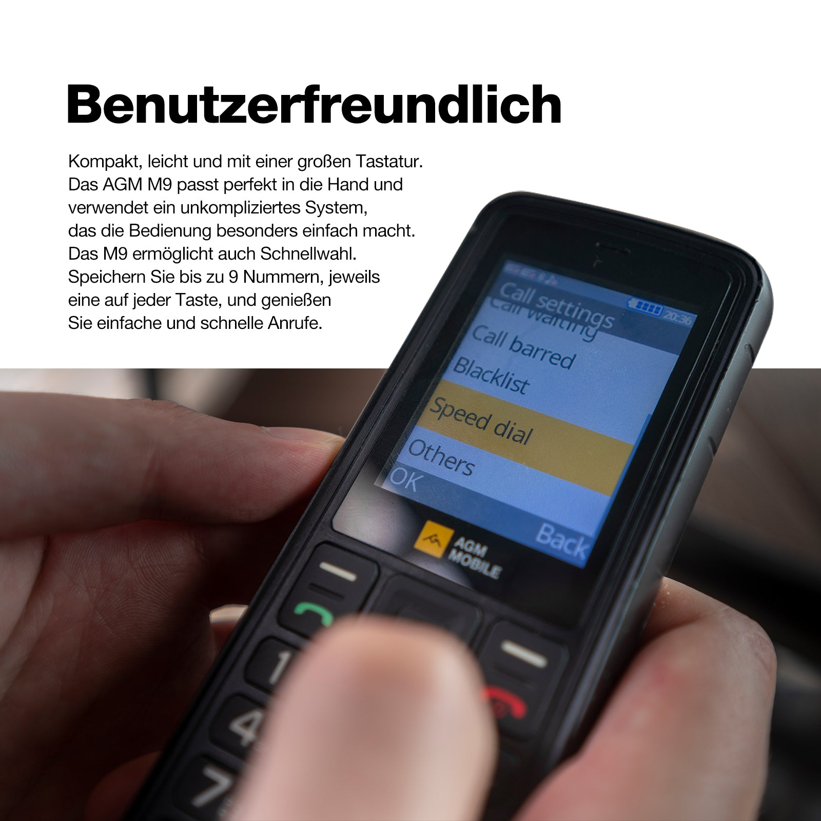 AGM Mobile M9 Bartype IP68/IP69 Rugged - Mobiltelefon - 1.000 mAh, Ansicht 4