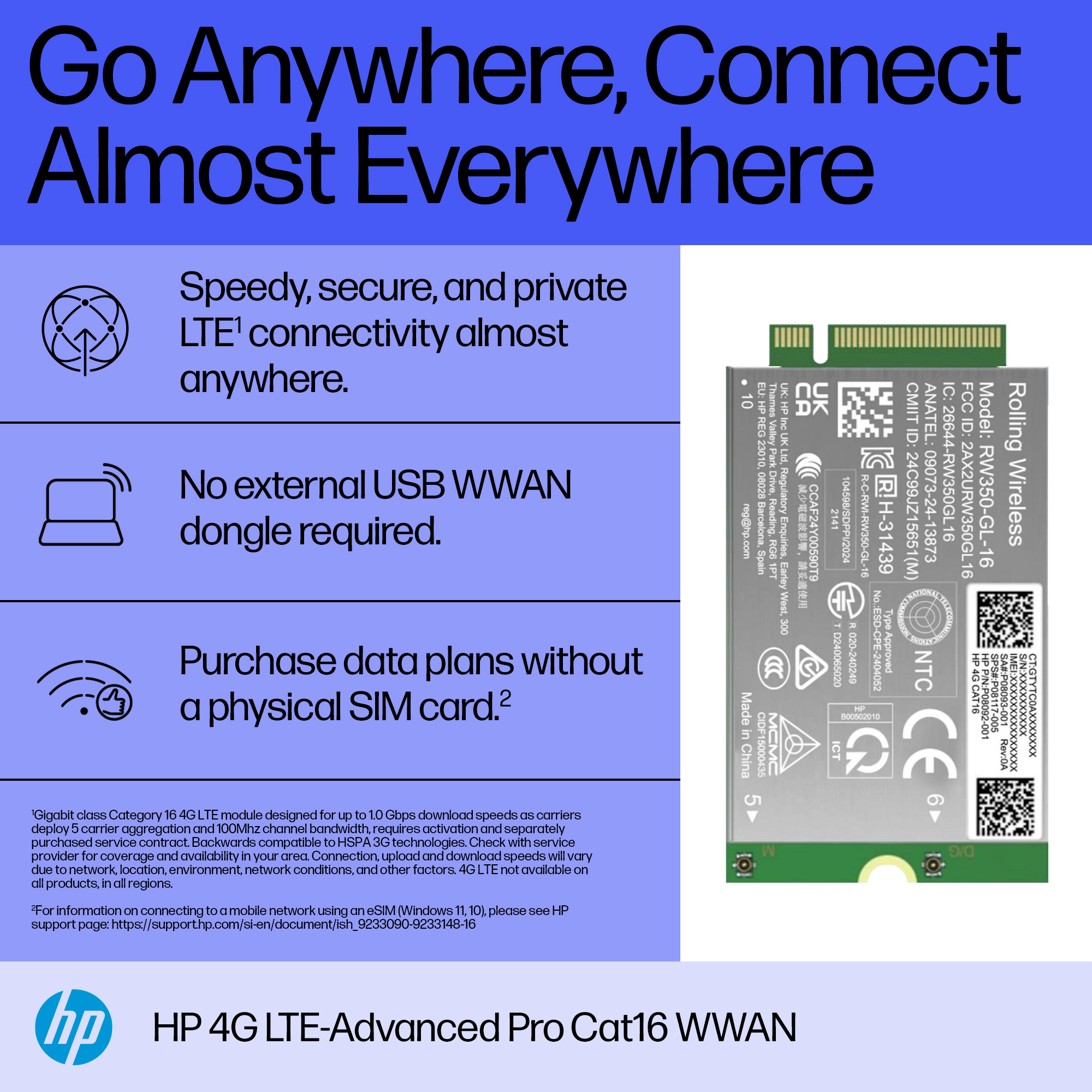 HP  Drahtloses Mobilfunkmodem - 4G LTE Advanced Pro, Ansicht 2