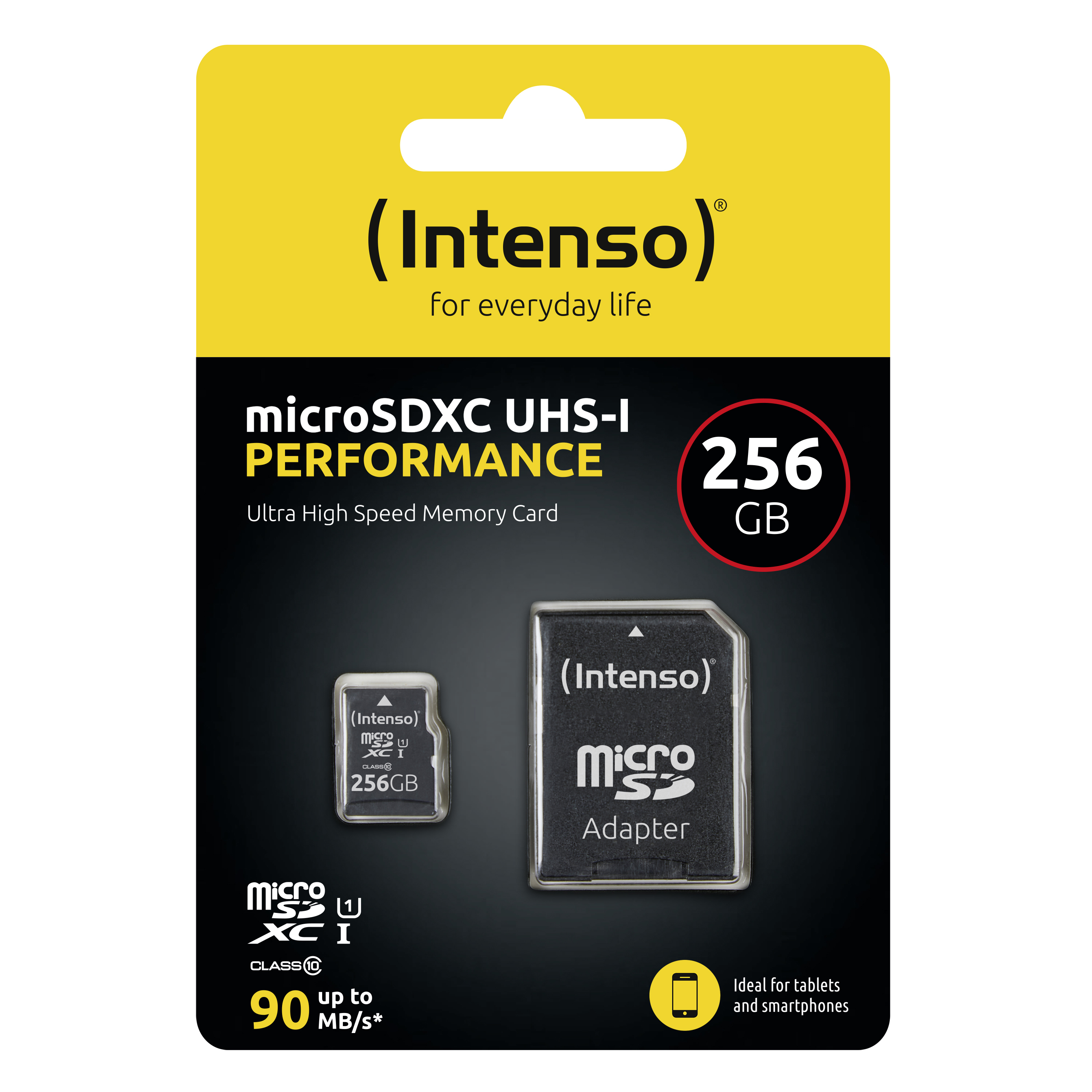 Intenso microSD 256GB UHS-I Perf CL10| Performance - 256 GB - MicroSD - Klasse 10 - UHS-I - 90 MB/s - Class 1 (U1), Ansicht 2