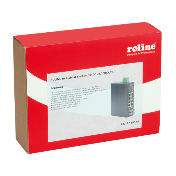 ROLINE Industrie - Switch - unmanaged - 6 x 10/100 + 2 x 100Base-FX + 2 x Shared 100Base-FX, Ansicht 3