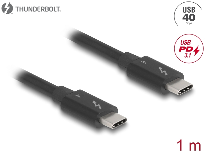 Delock Thunderbolt 4 Kabel 40 Gbps PD 3.1 schwarz 81249, Ansicht 2