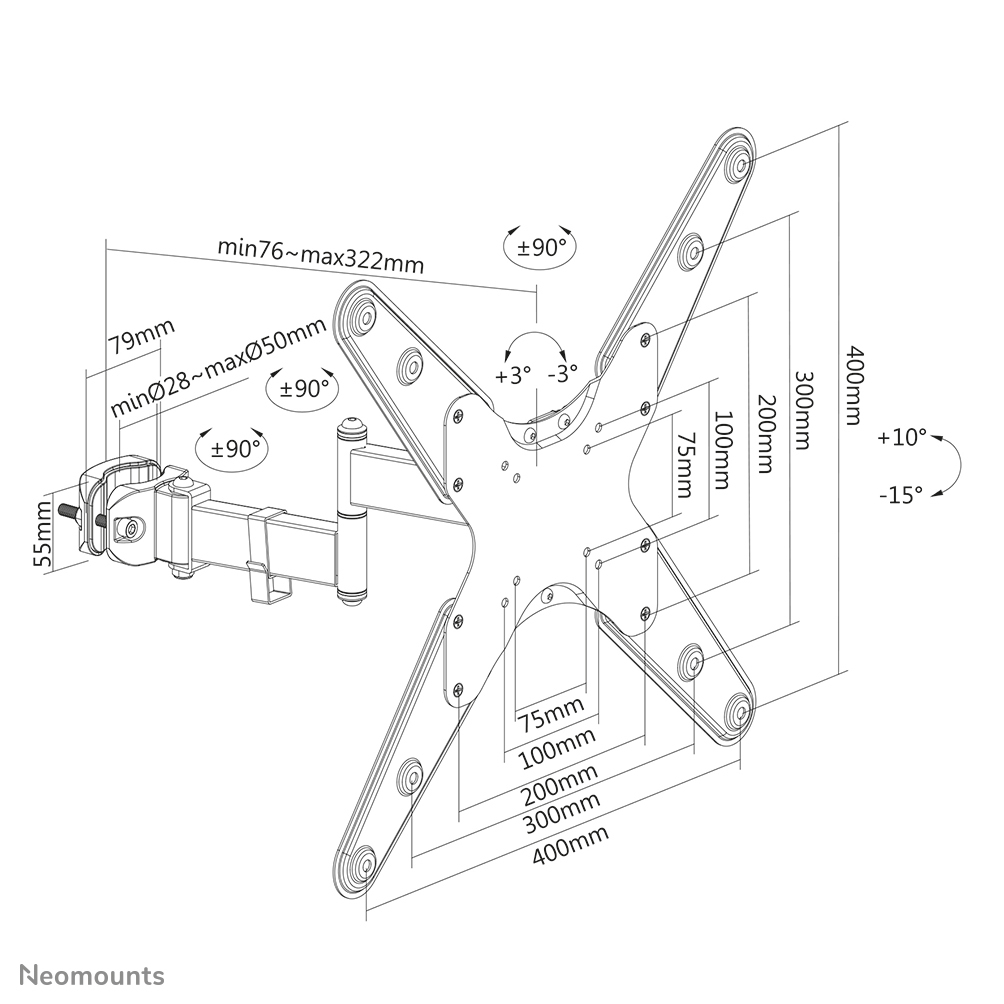 Neomounts by Newstar FL40-450BL14 - Befestigungskit (Adapter für Halterung, Stangenbefestigung, VESA-Platte), Ansicht 2
