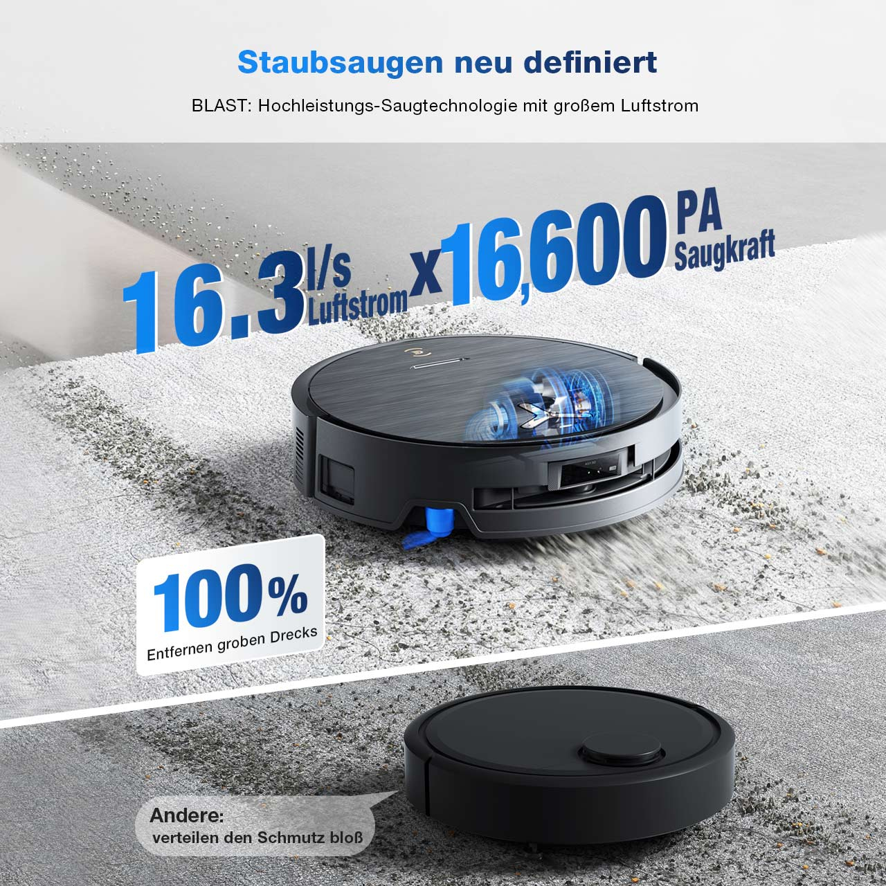 Ecovacs Deebot X9 Pro Omni Saugroboter mit Wischfunktion black, Ansicht 3