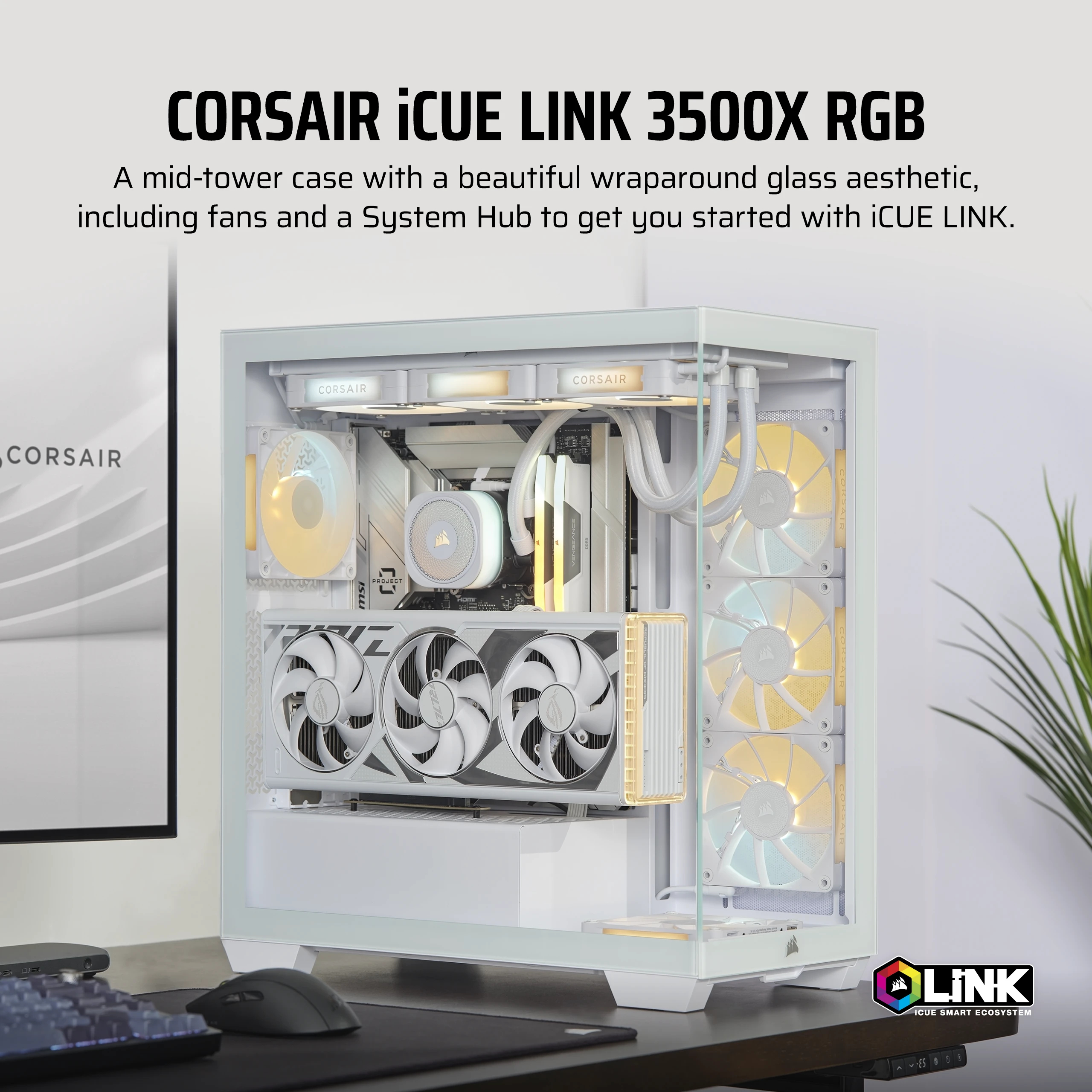 Corsair iCUE LINK 3500X RGB - Mid tower - E-ATX - Seitenteil mit Fenster (gehärtetes Glas), Ansicht 2