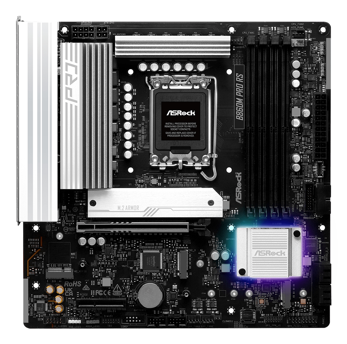 ASRock B860M Pro RS - Motherboard - micro ATX - LGA1851-Sockel - B860 Chipsatz - Onboard-Grafik (CPU erforderlich), Ansicht 2
