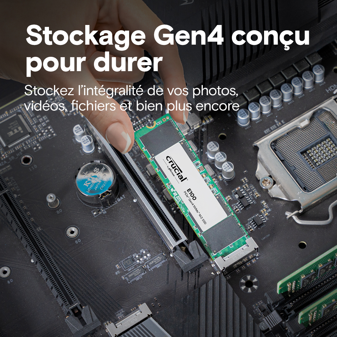 Micron Crucial E100 - SSD - 2 TB - intern - M.2 2280 - PCIe 4.0 x4 (NVMe), Ansicht 4