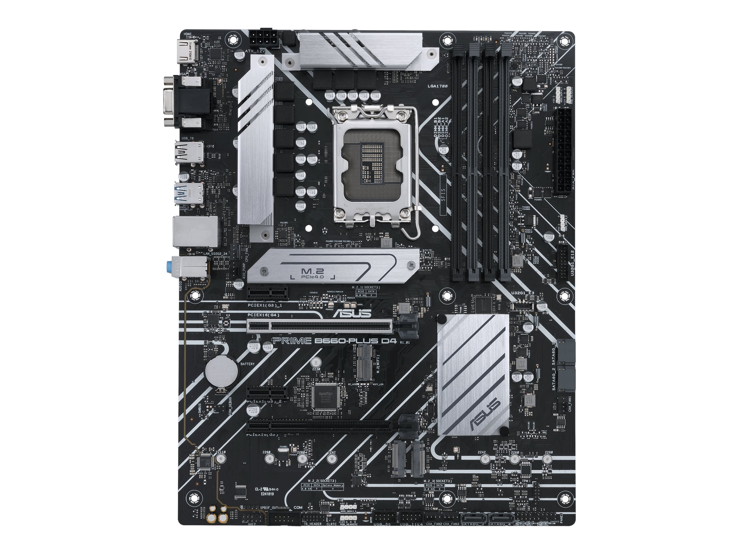 ASUS PRIME B660-PLUS D4 - Motherboard - ATX - LGA1700 Sockel - B660 Chipsatz - USB-C 3.2 Gen 2x2, USB 3.2 Gen 2, USB 3.2 Gen 1, USB-C 3.2 Gen 1 - 2.5 Gigabit LAN - Onboard-Grafik (CPU erforderlich)