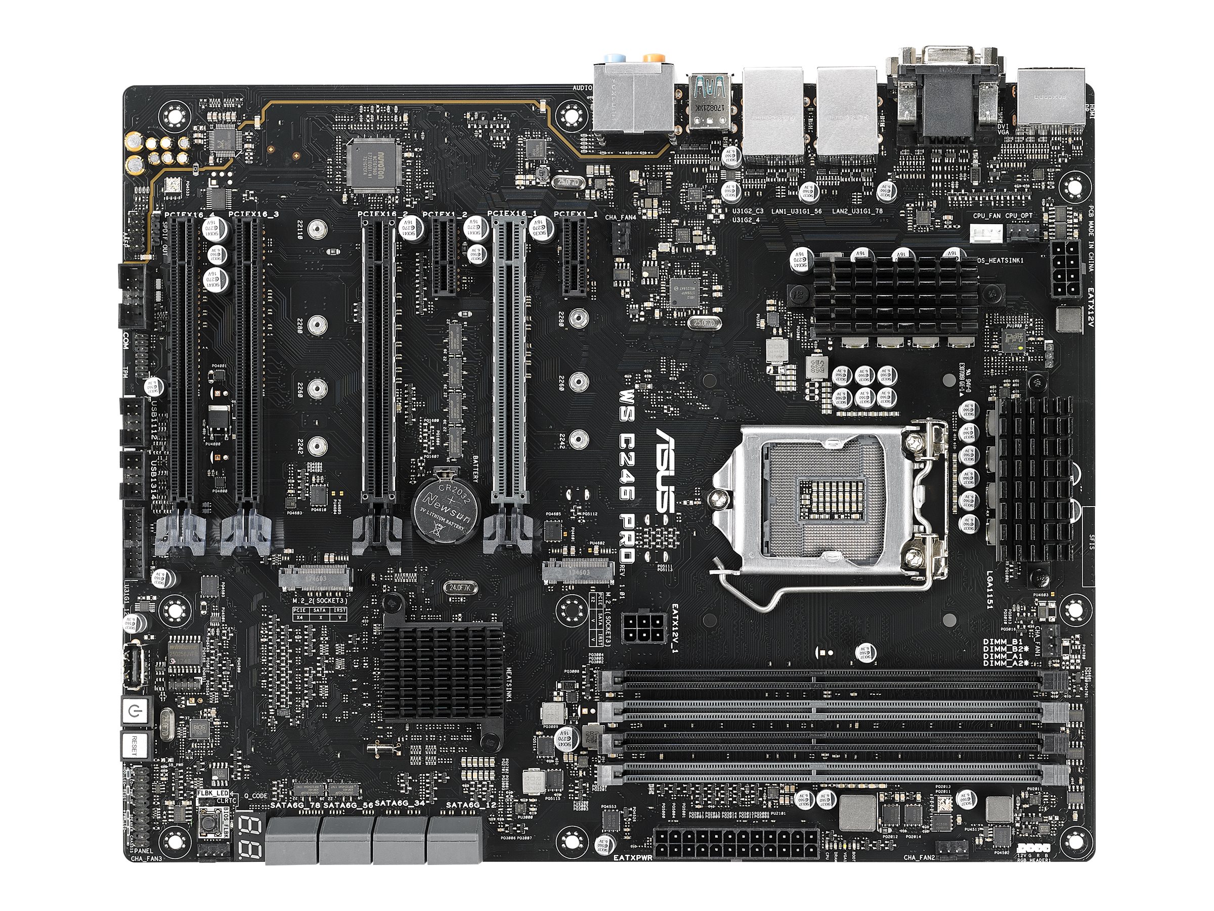 ASUS WS C246 PRO - Motherboard - ATX - LGA1151 Socket - C246 Chipsatz - USB 3.1 Gen 1 USB-C Gen2 USB 3.1 Gen 2 - 2 x Gigabit LAN - Onboard-Grafik (CPU erforderlich)