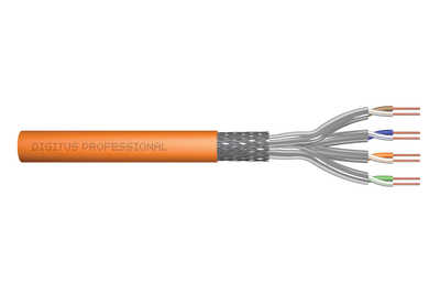 DIGITUS CAT 7 S-FTP Verlegekabel 1200 MHz Dca (EN 50575) AWG 231 25m Ring SX orange