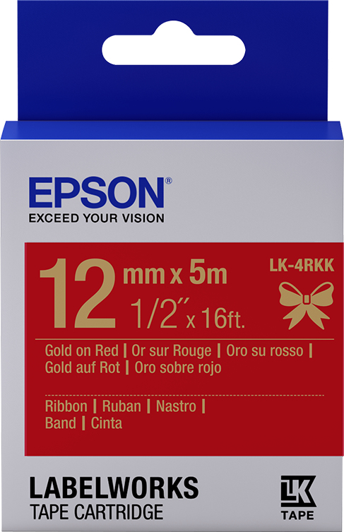 Epson LabelWorks LK-4RKK - Seidig - Gold auf Rot - Rolle (1,2 cm x 5 m), Ansicht 2