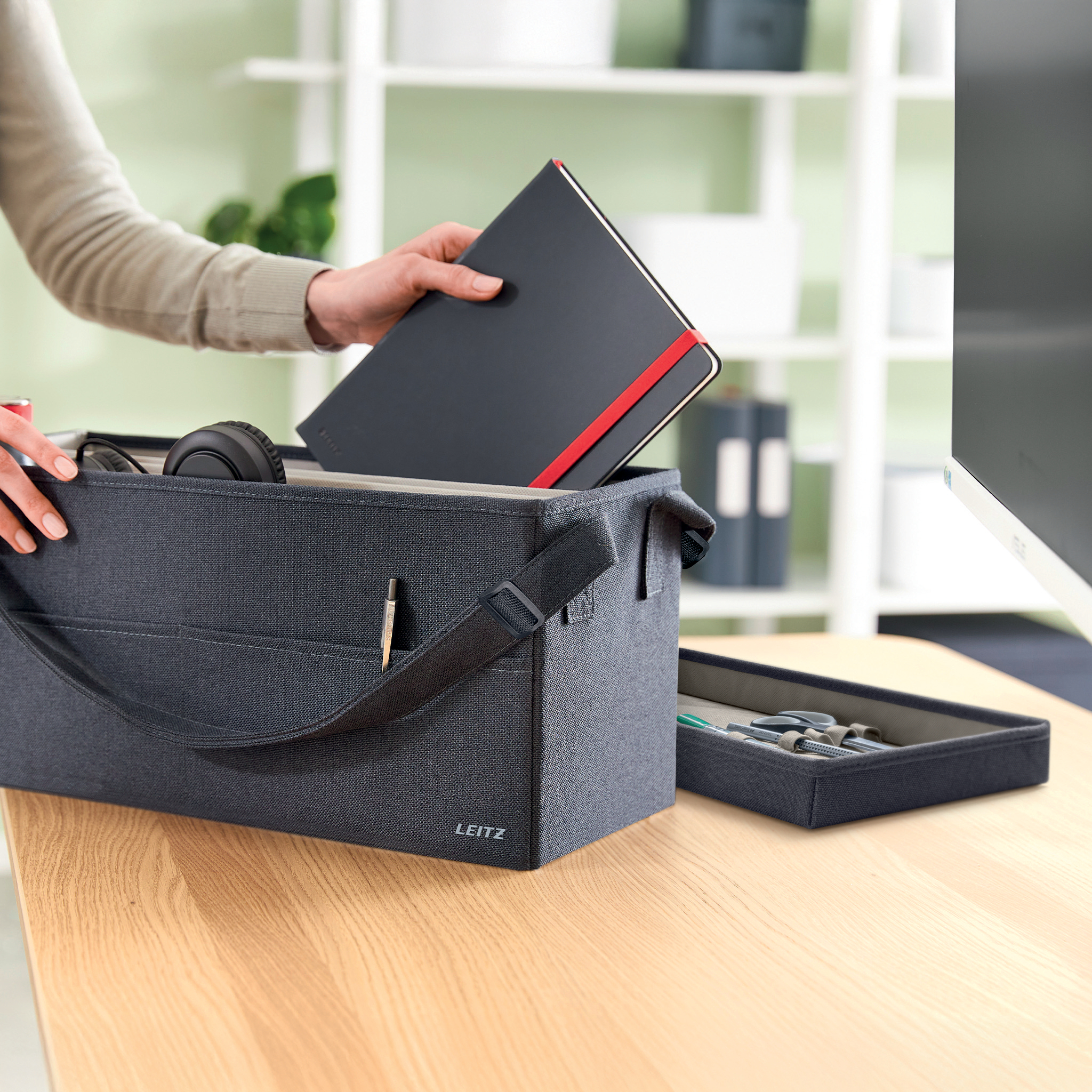 Esselte Leitz Desk Sharing Tasche m. Deckel grau 200x260x465 BxHxT, Ansicht 4