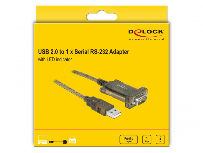 Delock Adapter USB 2.0 Type-A > 1 x Serial DB9 RS-232, Ansicht 4