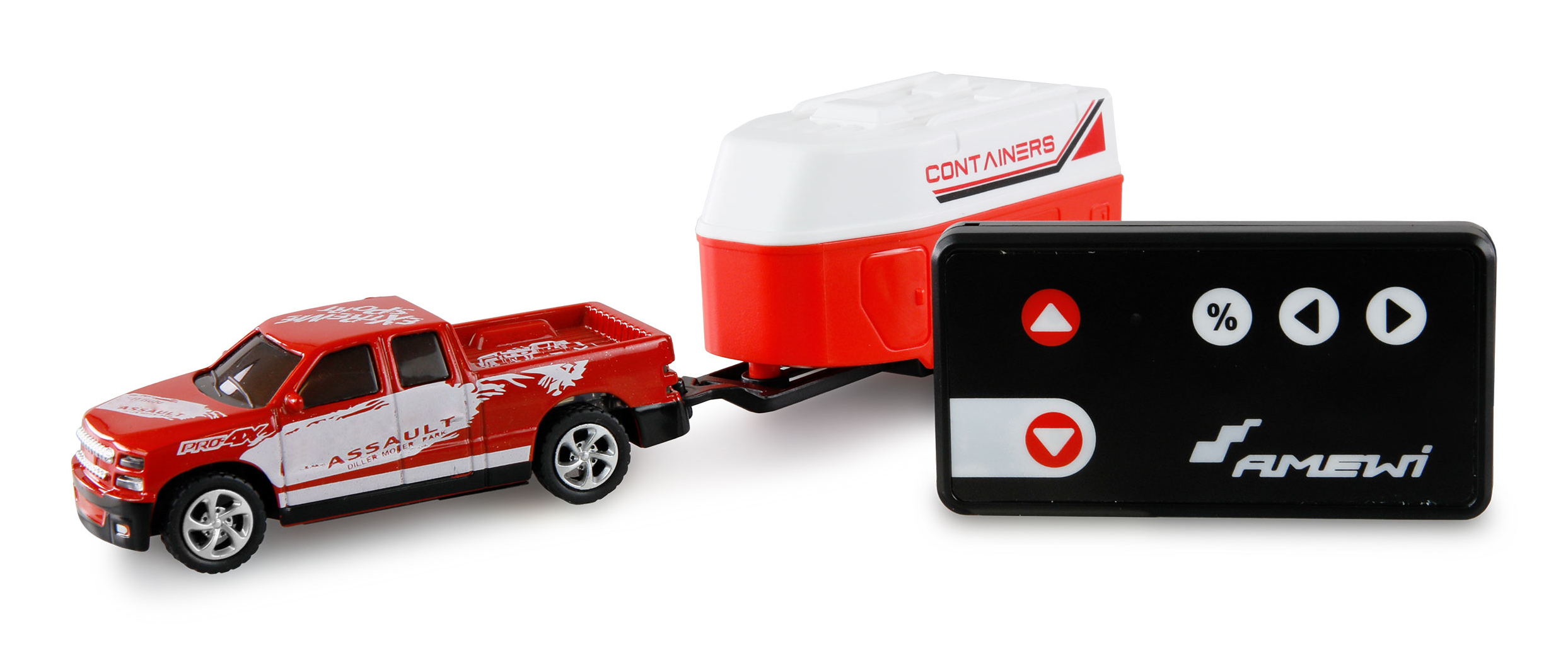 Amewi RC Pickup Die Cast mit Pferdeanhänger 1 64 RTR rot, Ansicht 4