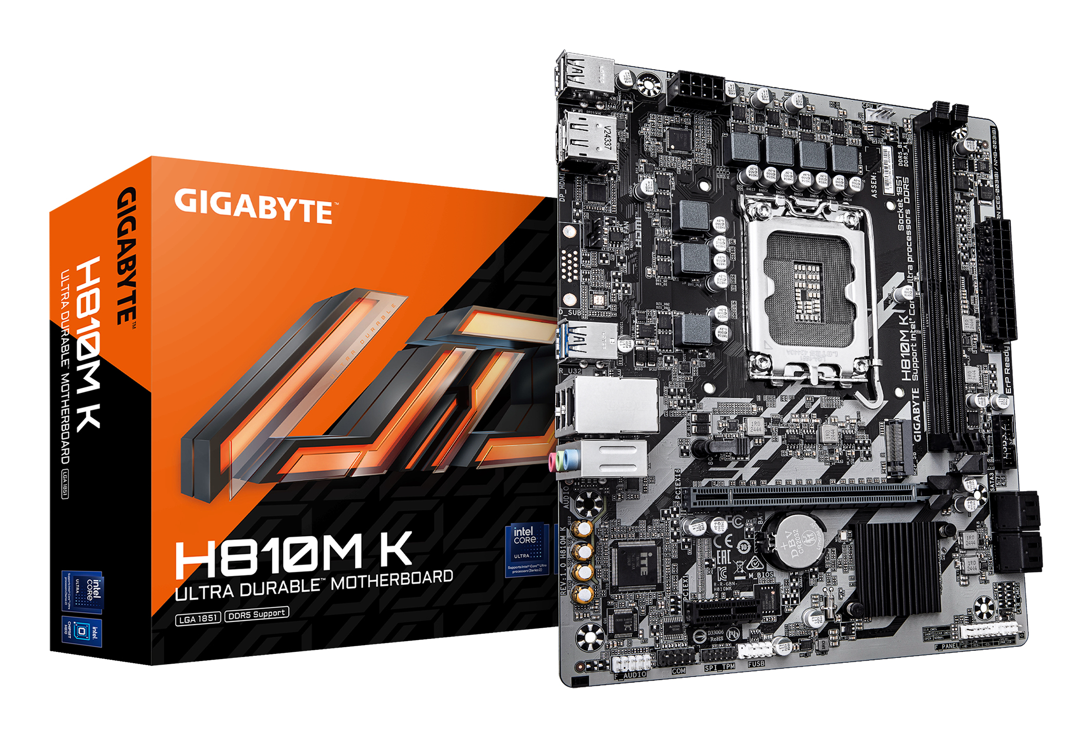Gigabyte H810M K - Motherboard - micro ATX - LGA1851-Sockel - H810 Chipsatz - USB 3.2 Gen 1 - Gb LAN - Onboard-Grafik, Ansicht 4