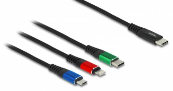 Delock 3 in 1 - Kabel nur zum Laden - 24 pin USB-C männlich zu Micro-USB Typ B, Lightning, 24 pin USB-C männlich, Ansicht 3