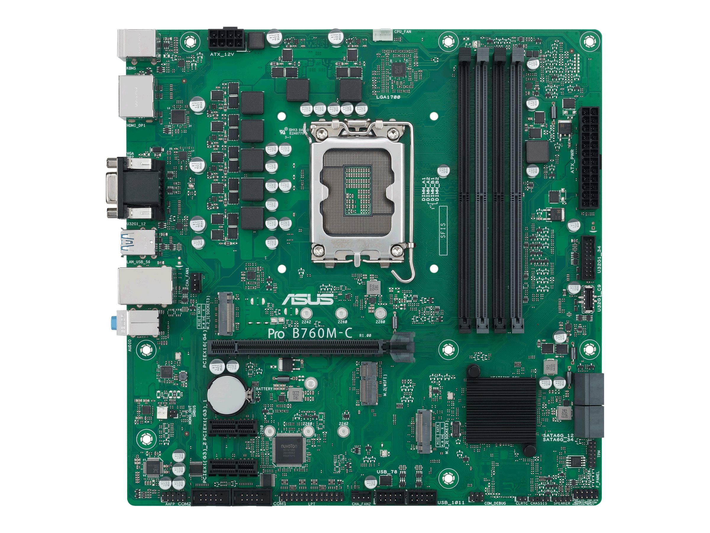 ASUS Pro B760M-C-CSM - Motherboard - micro ATX - LGA1700 Sockel - B760 Chipsatz - USB 3.2 Gen 1, USB-C 3.2 Gen 1 - Gigabit LAN - Onboard-Grafik (CPU erforderlich)