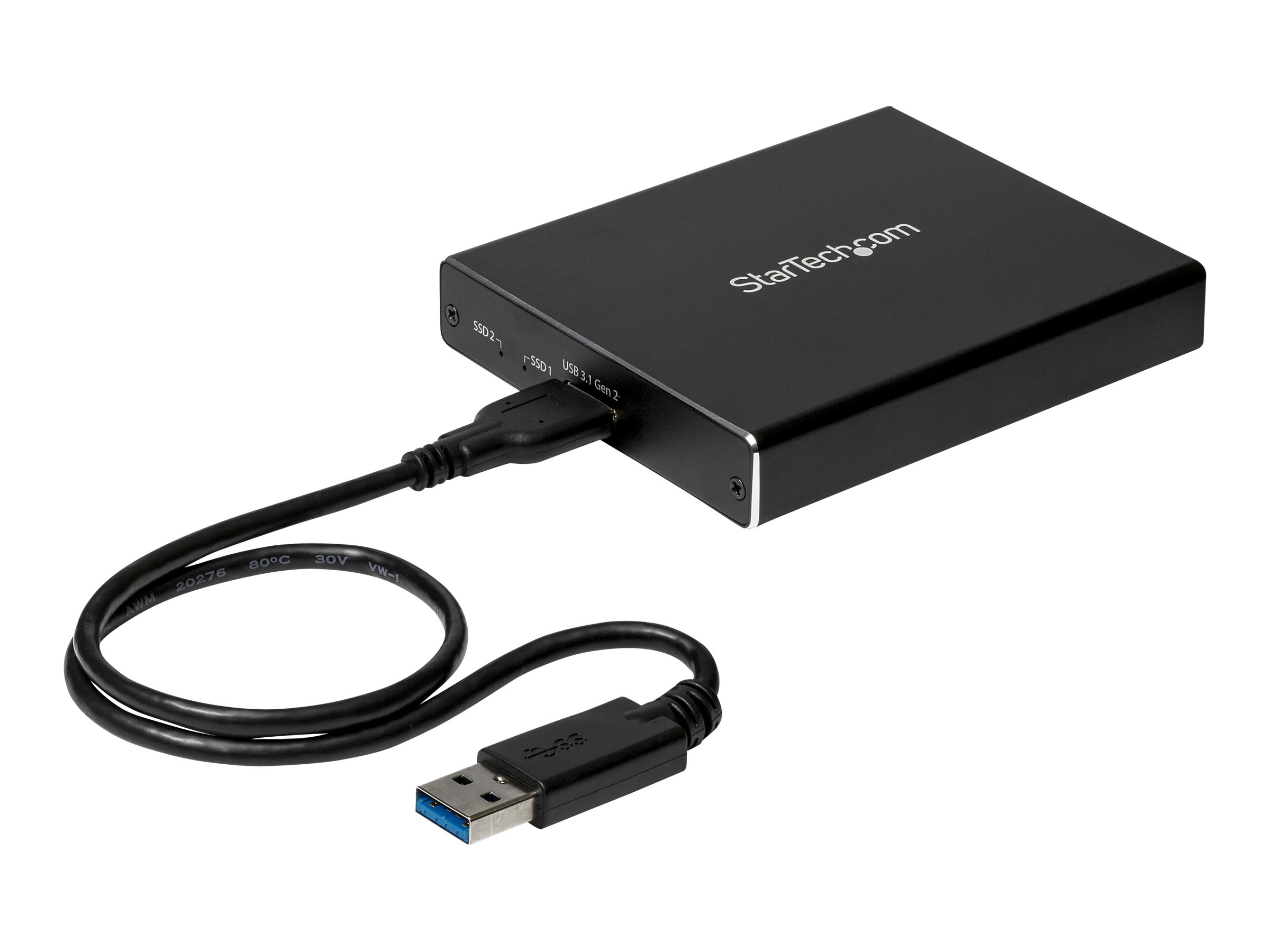 StarTech.com SSD Festplattengehäuse für zwei M.2 Festplatten - USB 3.1 Type C - USB C Kabel - USB 3.1 Case zu 2x M2 Adapter - Flash-Speicher-Array - 2 Schächte