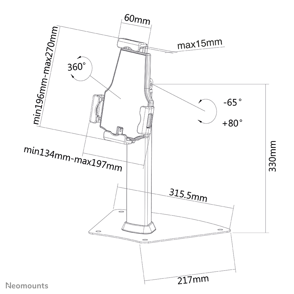 Neomounts by Newstar TABLET-D150 - Aufstellung - für Tablett - Silber - Bildschirmgröße: 20.3-25.4 cm (8-10), Ansicht 2