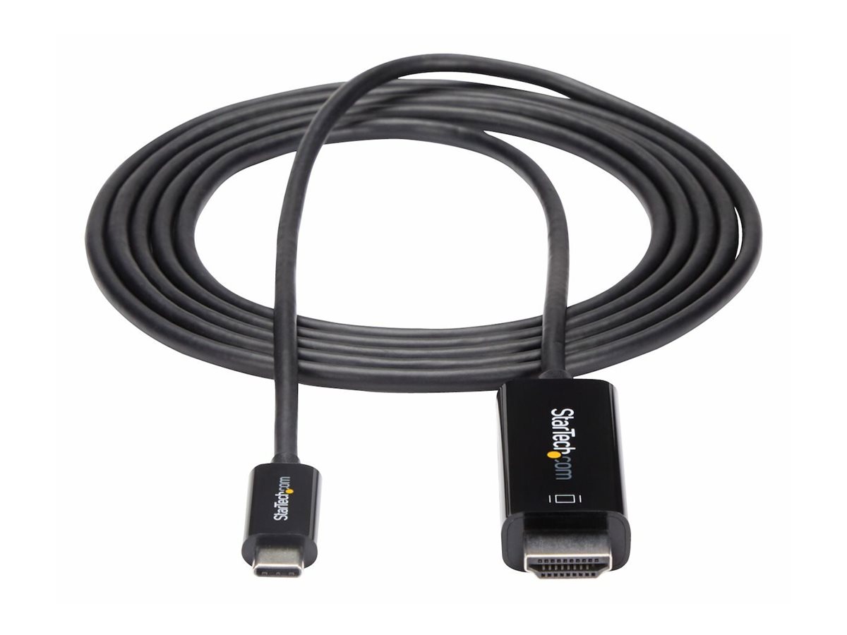 StarTech.com 6ft (2m) USB C to HDMI Cable, 4K 60Hz USB Type C to HDMI 2.0 Video Adapter Cable, Thunderbolt 3 Compatible, Laptop to HDMI Monitor/Display, DP 1.2 Alt Mode HBR2 Cable, Black - 4K USB-C Video Cable (CDP2HD2MBNL)