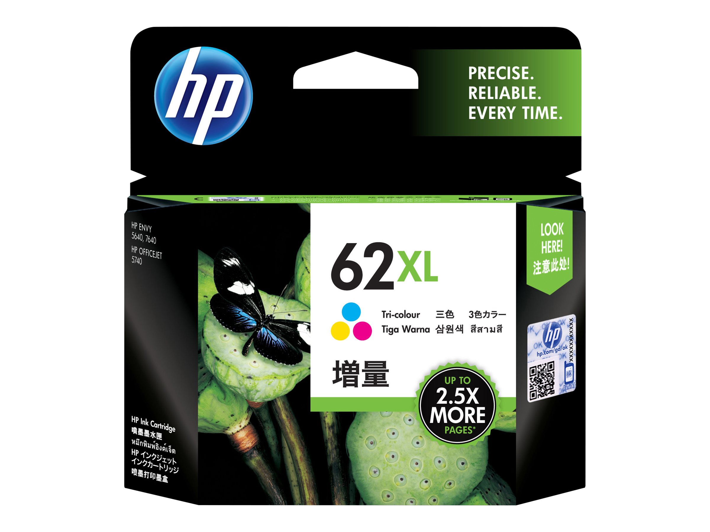 HP 62XL - Hohe Ergiebigkeit - Farbe (Cyan, Magenta, Gelb) - original - Blisterverpackung - Tintenpatrone