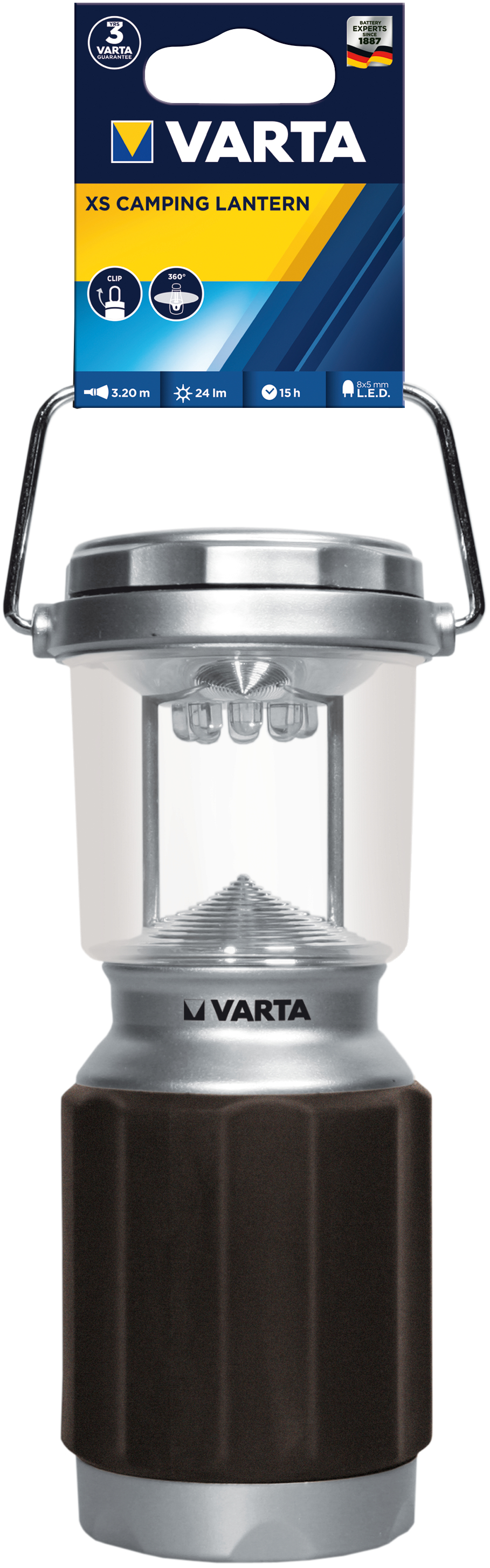 Varta XS Camp Lantern LED 4AA - Schwarz - Silber - AA - 15 h - 180 mm - 274 g