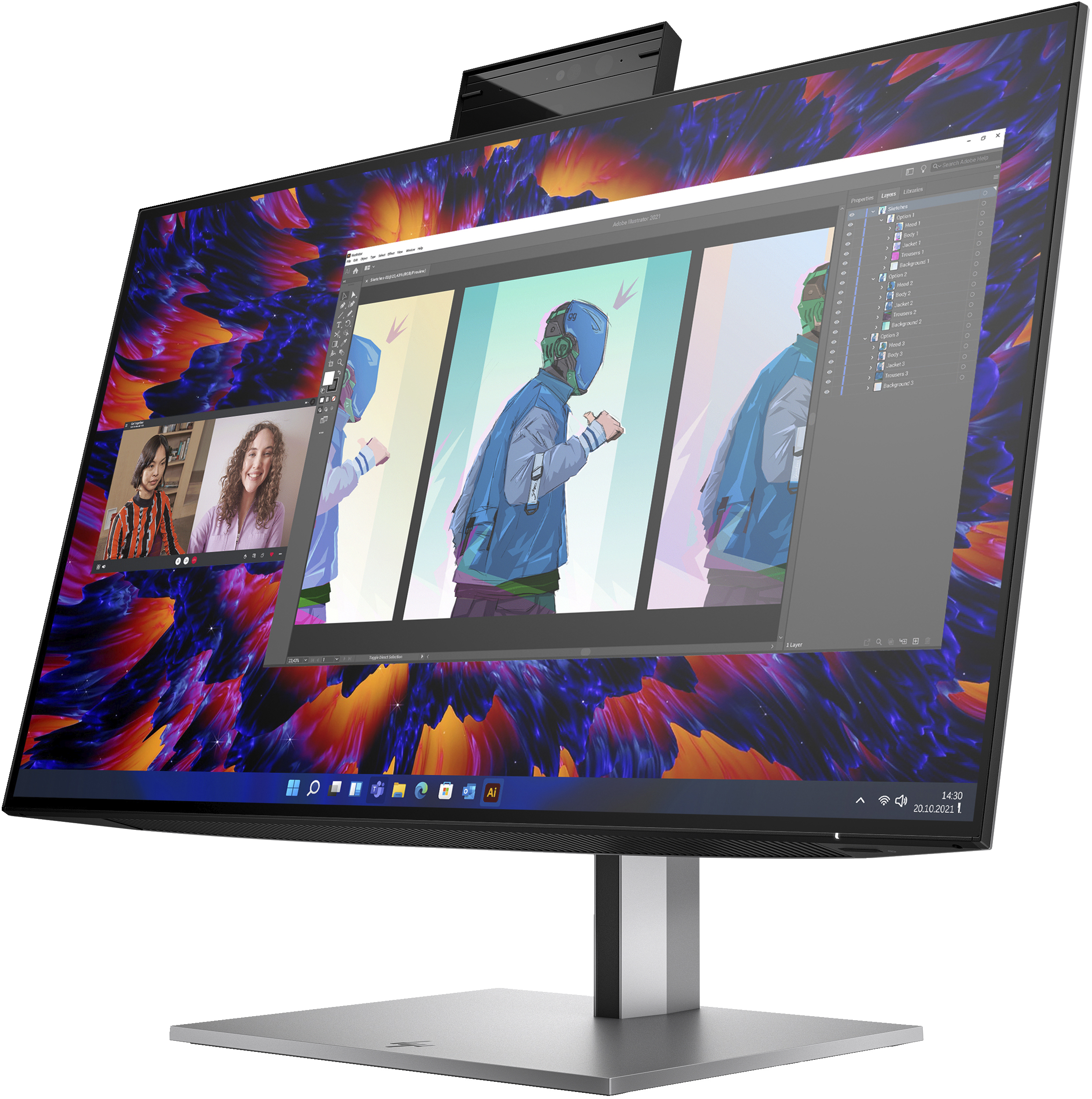 HP Z24m G3 QHD-Konferenzdisplay - 60,5 cm (23.8) - 2560 x 1440 Pixel - Quad HD - LCD - 5 ms - Silber, Ansicht 2