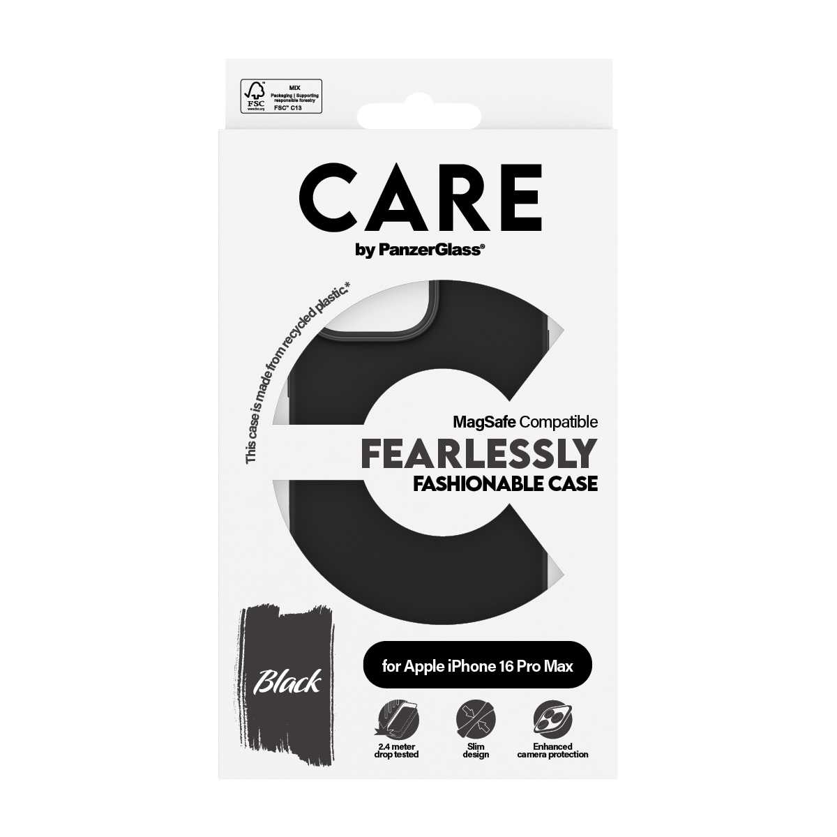 PanzerGlass CARE - iPhone 16 Pro Max Case - kompatibel mit MagSafe - Thermoplastisches Polyurethan (TPU) - Schwarz - schwarz, Ansicht 4