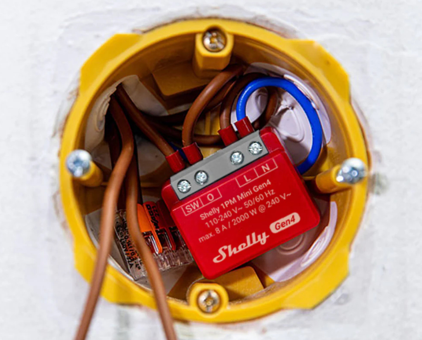 Shelly WLAN-Schaltaktor 1PM Mini Gen4 WiFi-Switch Rot 8 A, Ansicht 2