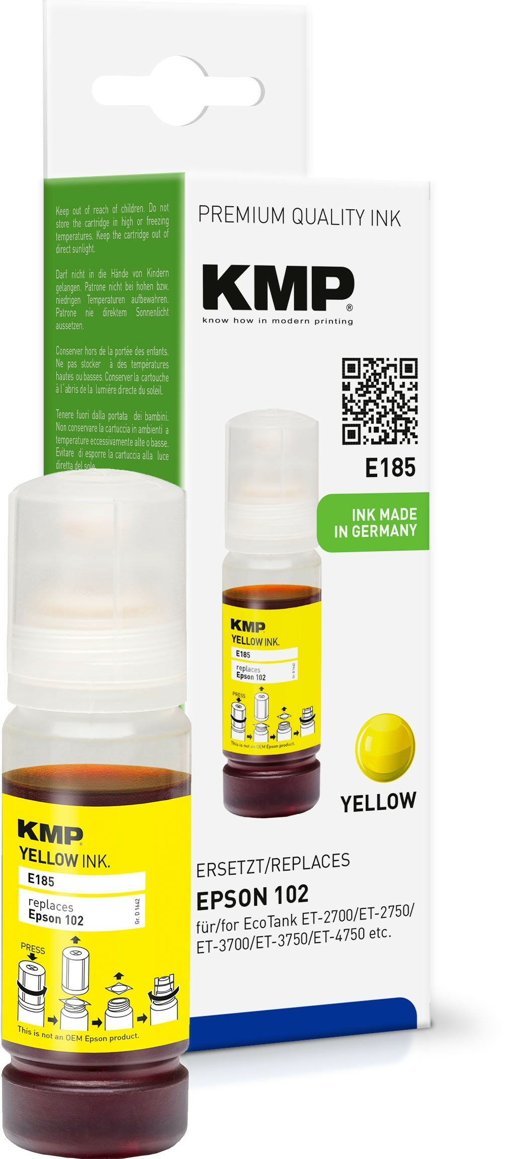 KMP E185 - 70 ml - Gelb - kompatibel - Tintenbehälter (Alternative zu: Epson 102), Ansicht 3