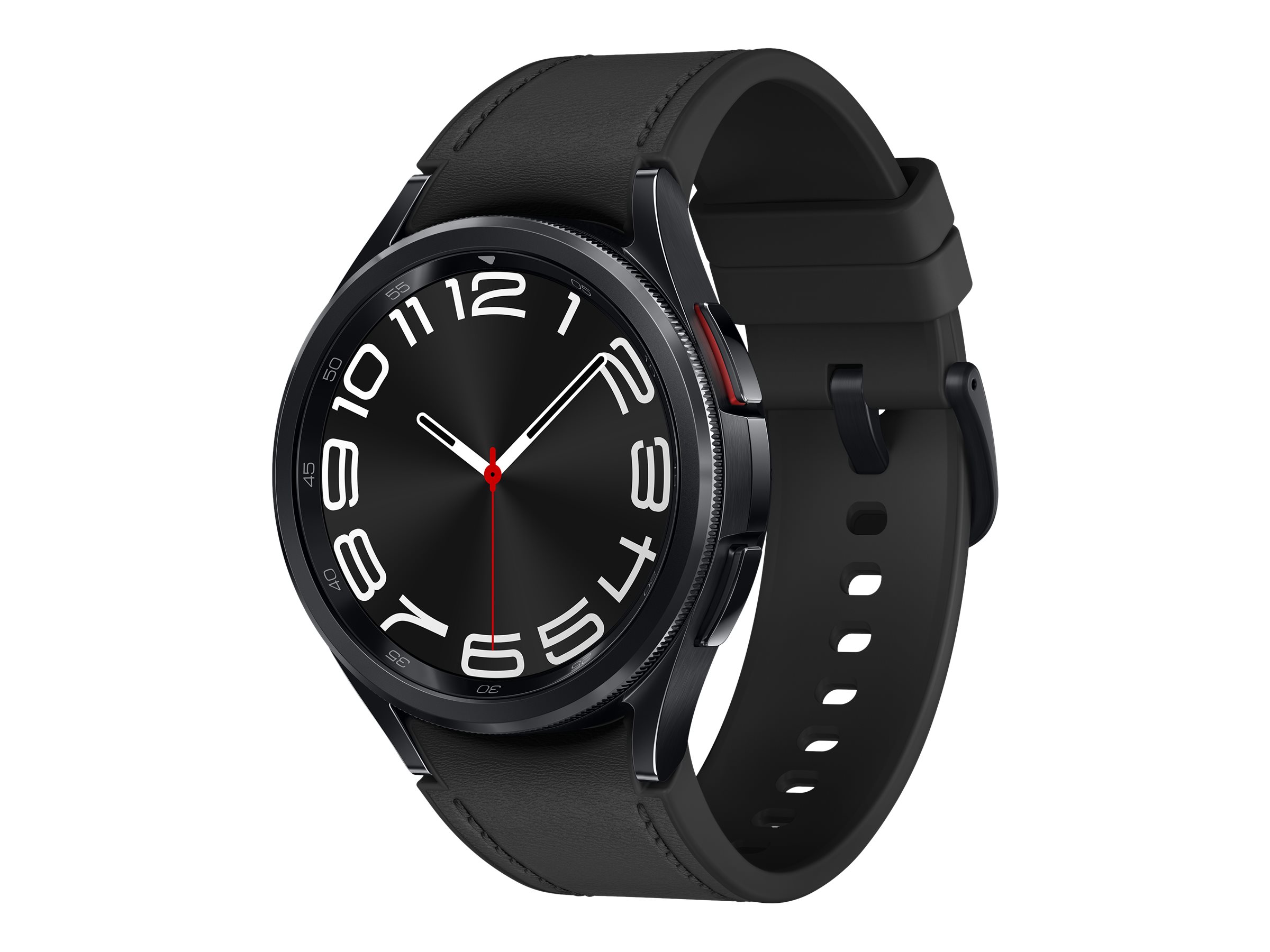 Samsung Galaxy Watch6 Classic - 43 mm - intelligente Uhr mit Band - Hybrid-Eco-Leder - schwarz - Bandgröße: SM - Anzeige 3.33 cm (1.3)