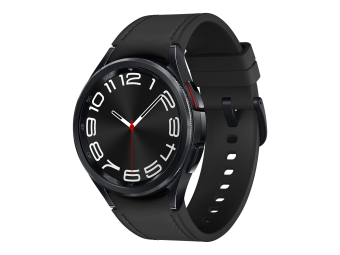 Samsung Galaxy Watch6 Classic - 43 mm - intelligente Uhr mit Band - Hybrid-Eco-Leder - schwarz - Bandgröße SM - Anzeige 3.33 cm (1.3)
