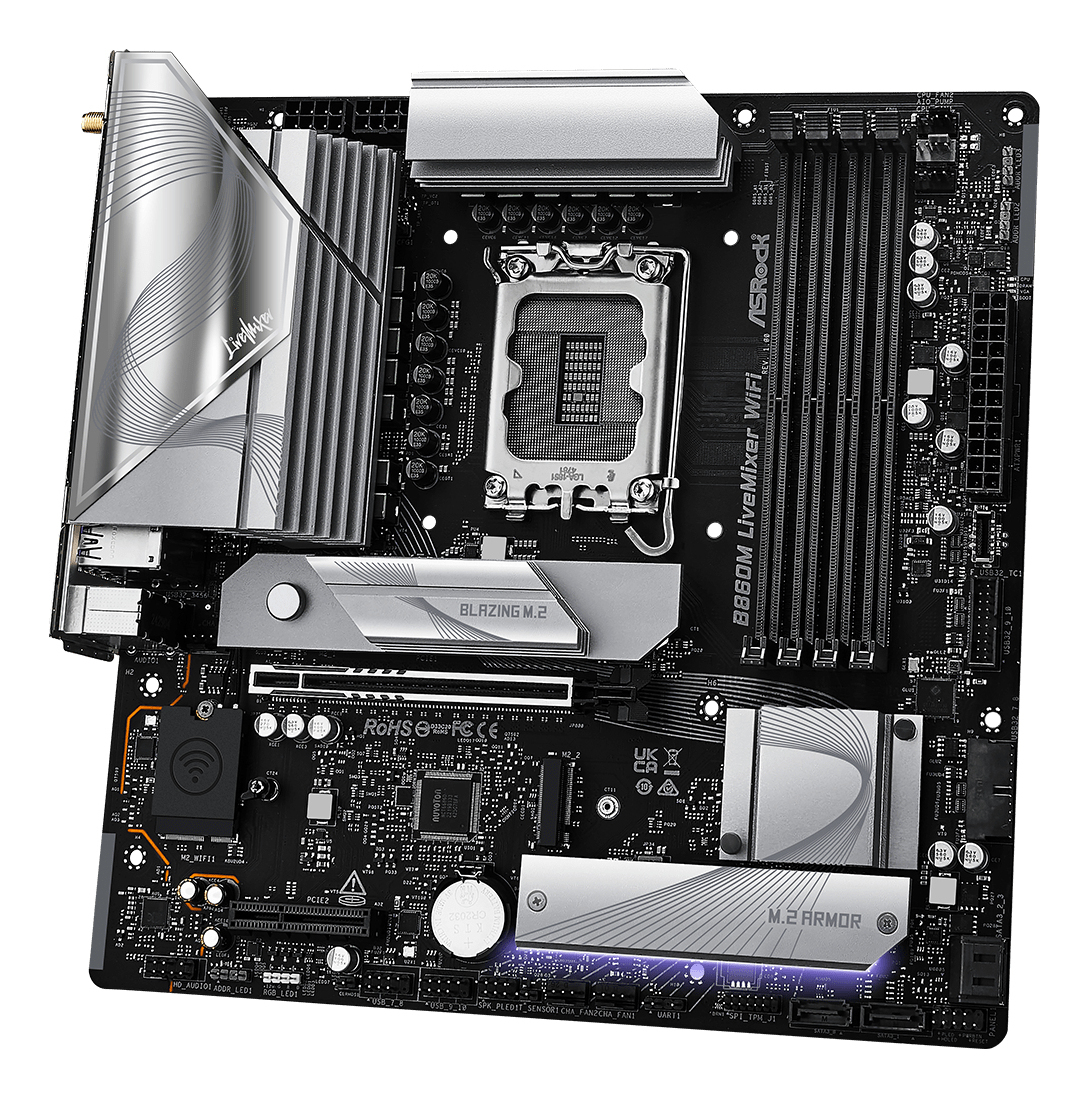 ASRock B860M LiveMixer WiFi - Motherboard - micro ATX - LGA1851-Sockel - B860 Chipsatz, Ansicht 4