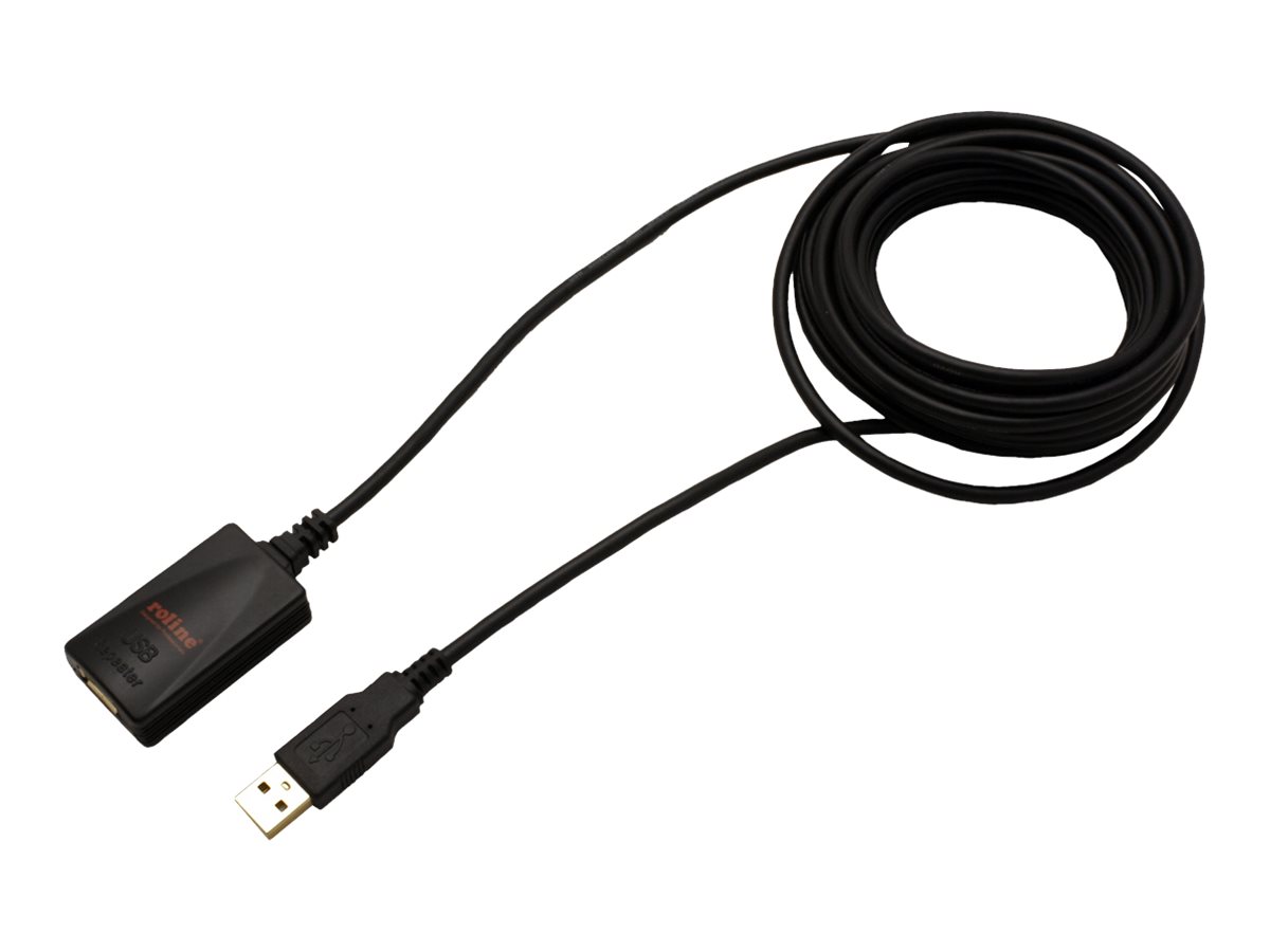 Roline - USB-Verlängerungskabel - USB (W) zu USB (M) - USB 2.0 - 5 m - Schwarz
