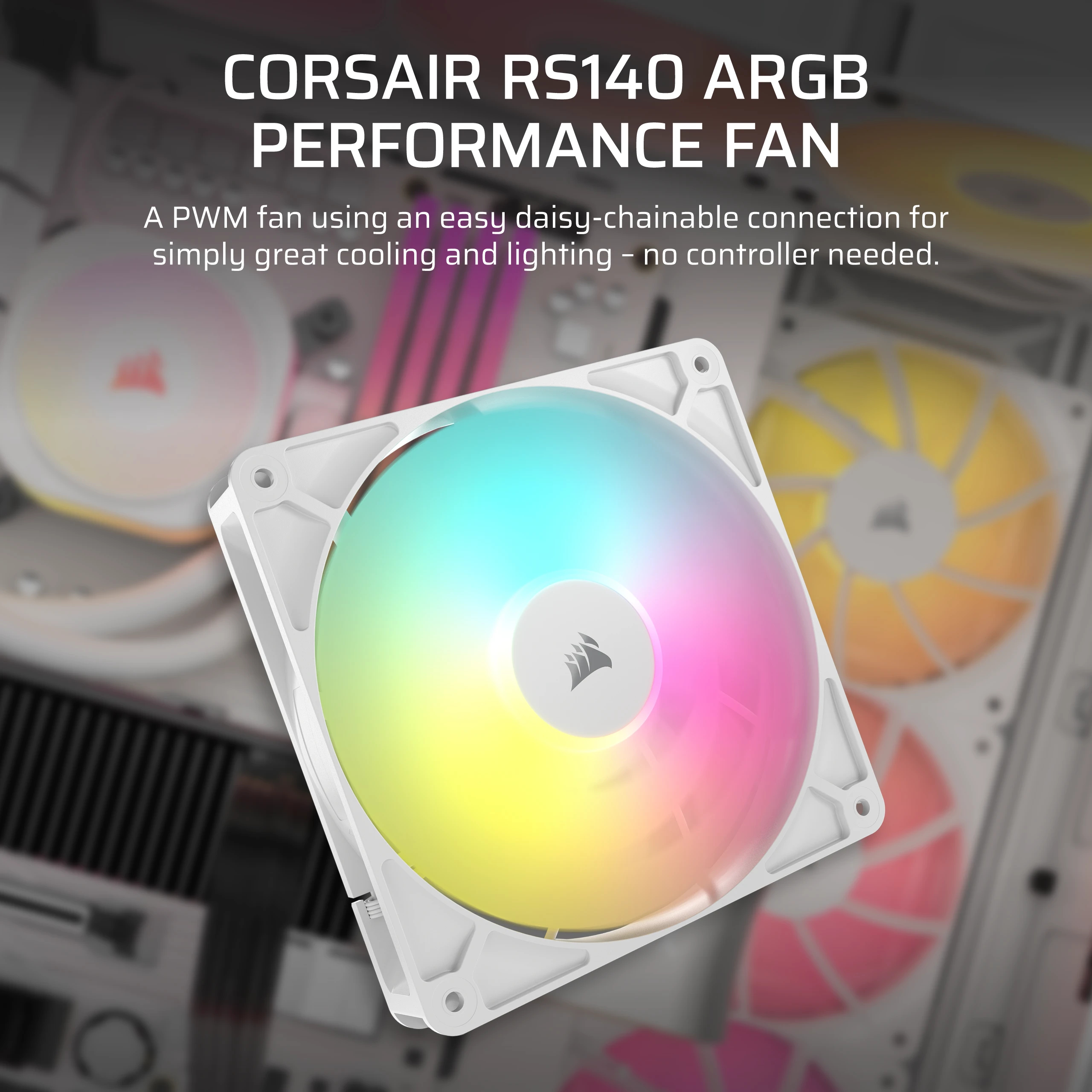 Corsair Lüfter 140*140*25 RS140 white ARGB PWM Single Pack, Ansicht 4