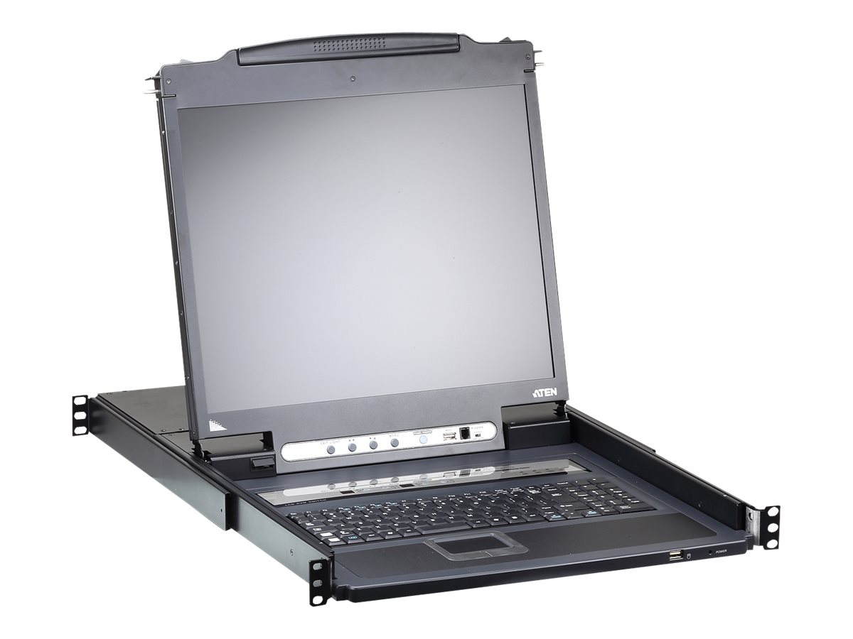 ATEN Slideaway CL5708IN - KVM-Konsole mit KVM-Switch - 8 Anschlüsse - PS/2, USB - Schweizer - 48.3 cm (19), Ansicht 3