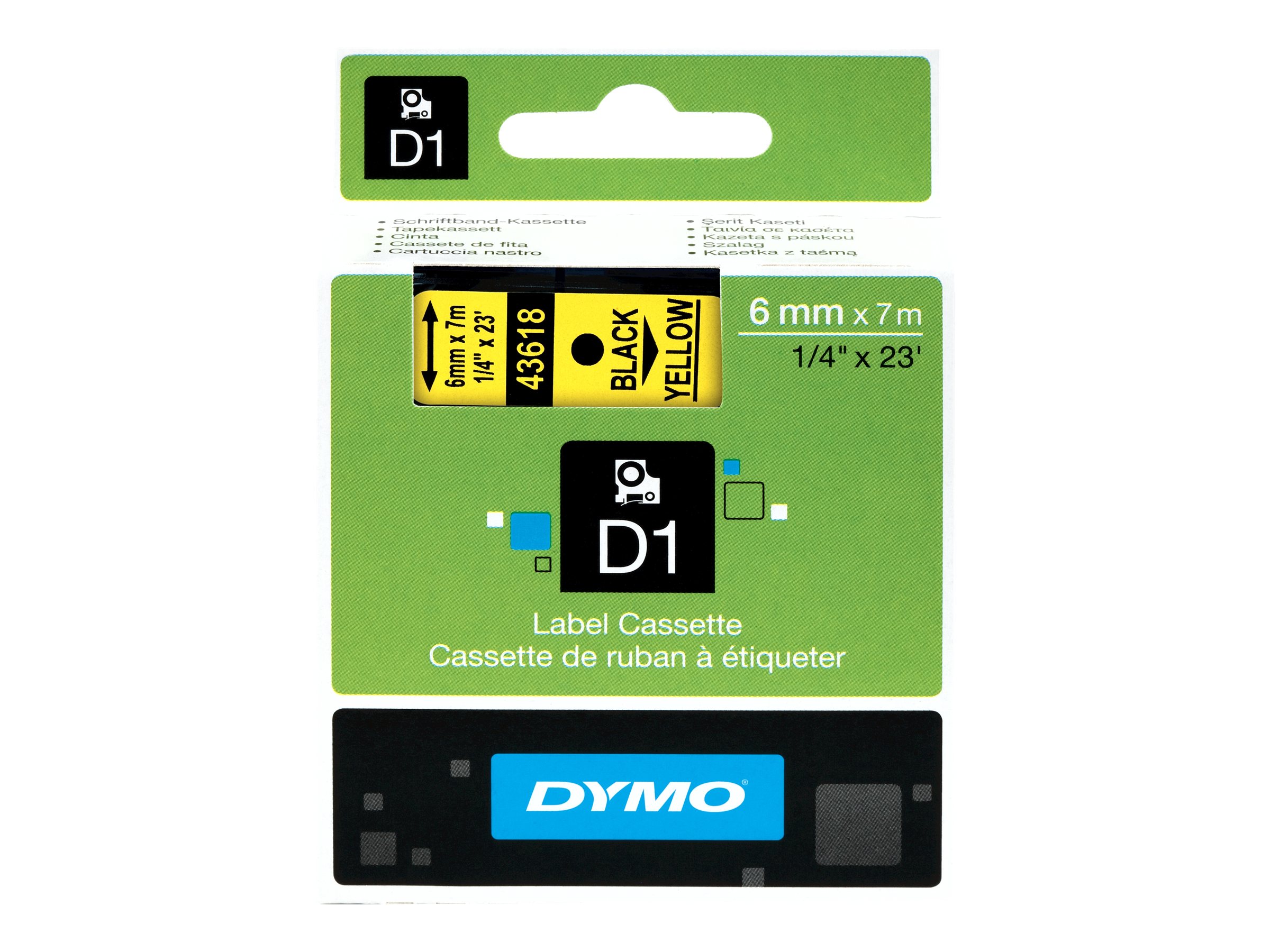 Dymo D1 - Selbstklebend - Schwarz auf Gelb - Rolle (06 cm x 7 m)