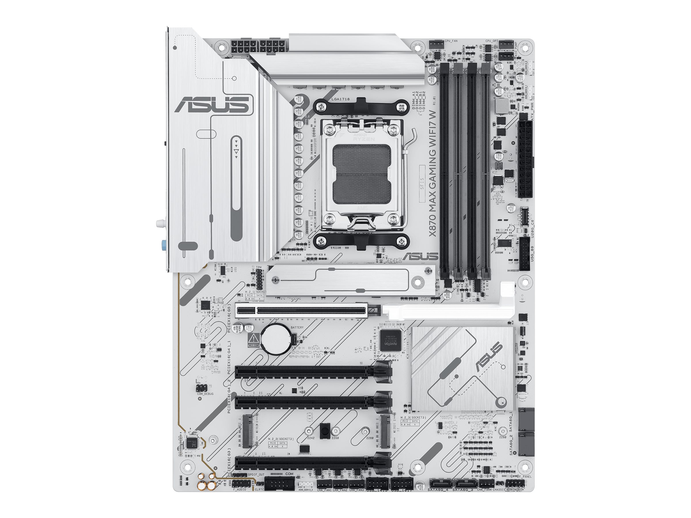 ASUS X870 MAX GAMING WIFI7 W - Motherboard - ATX - Socket AM5 - AMD X870 Chipsatz - USB4, USB-C 3.2 Gen 2x2, USB 3.2 Gen 2, USB 3.2 Gen 1 - Wi-Fi 7, 2.5 Gigabit LAN, Bluetooth - Onboard-Grafik (CPU erforderlich)