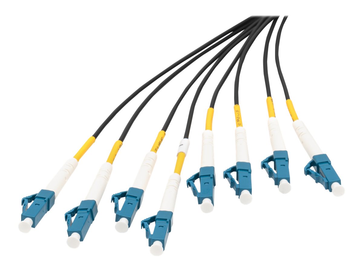 DIGITUS Vorkonfektionierte Glasfaser Universal Breakout Kabel Singlemode OS2 8 Fasern LCUPC - LCUPC