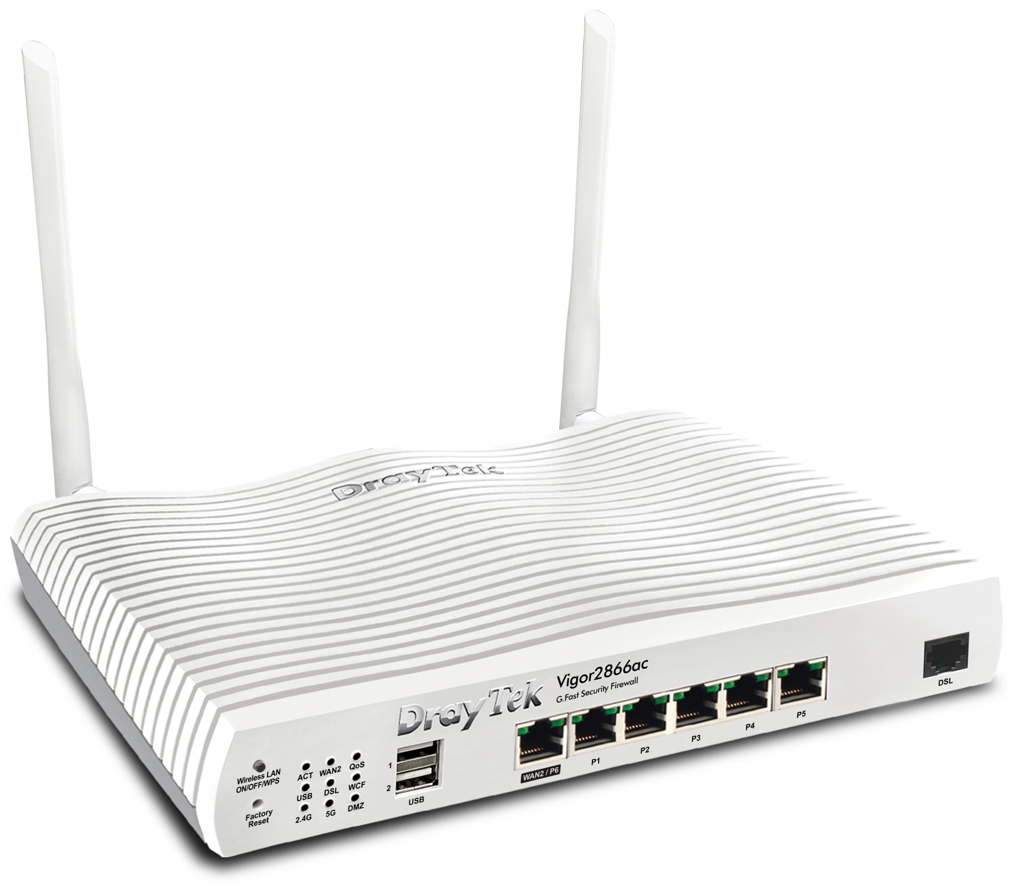Draytek Vigor 2866Vac - Wi-Fi 5 (802.11ac) - Dual-Band (2,4 GHz/5 GHz) - Eingebauter Ethernet-Anschluss - ADSL - Weiß, Ansicht 3