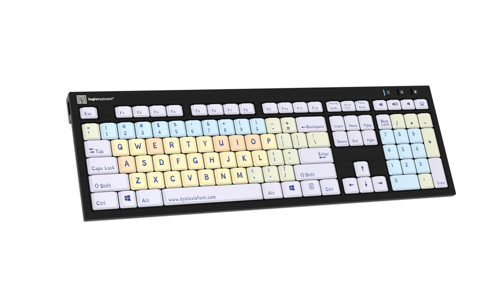 Logickeyboard Dyslexie NERO Slimline - Tastatur - TL: UK, QWERTY, Ansicht 3