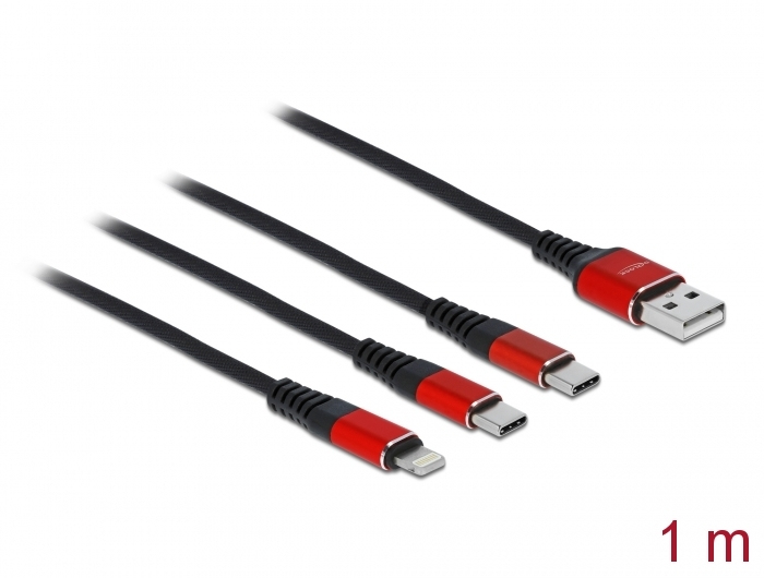 Delock 3 in 1 - Kabel nur zum Laden - USB männlich zu Lightning, 24 pin USB-C männlich, Ansicht 2