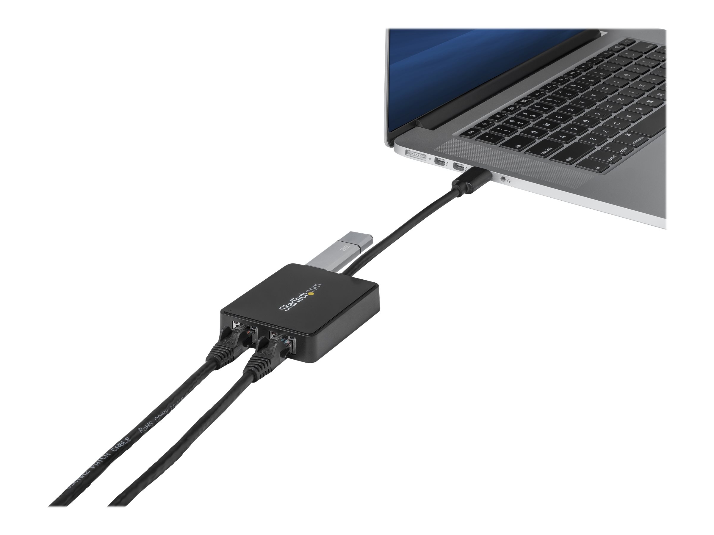 StarTech.com USB 3.0 SuperSpeed auf Dual Port Gigabit Ethernet LAN Adapter - 10/100/1000 NIC Netzwerkadapter mit USB-Port - Schwarz - Netzwerkadapter - USB 3.0 - GigE